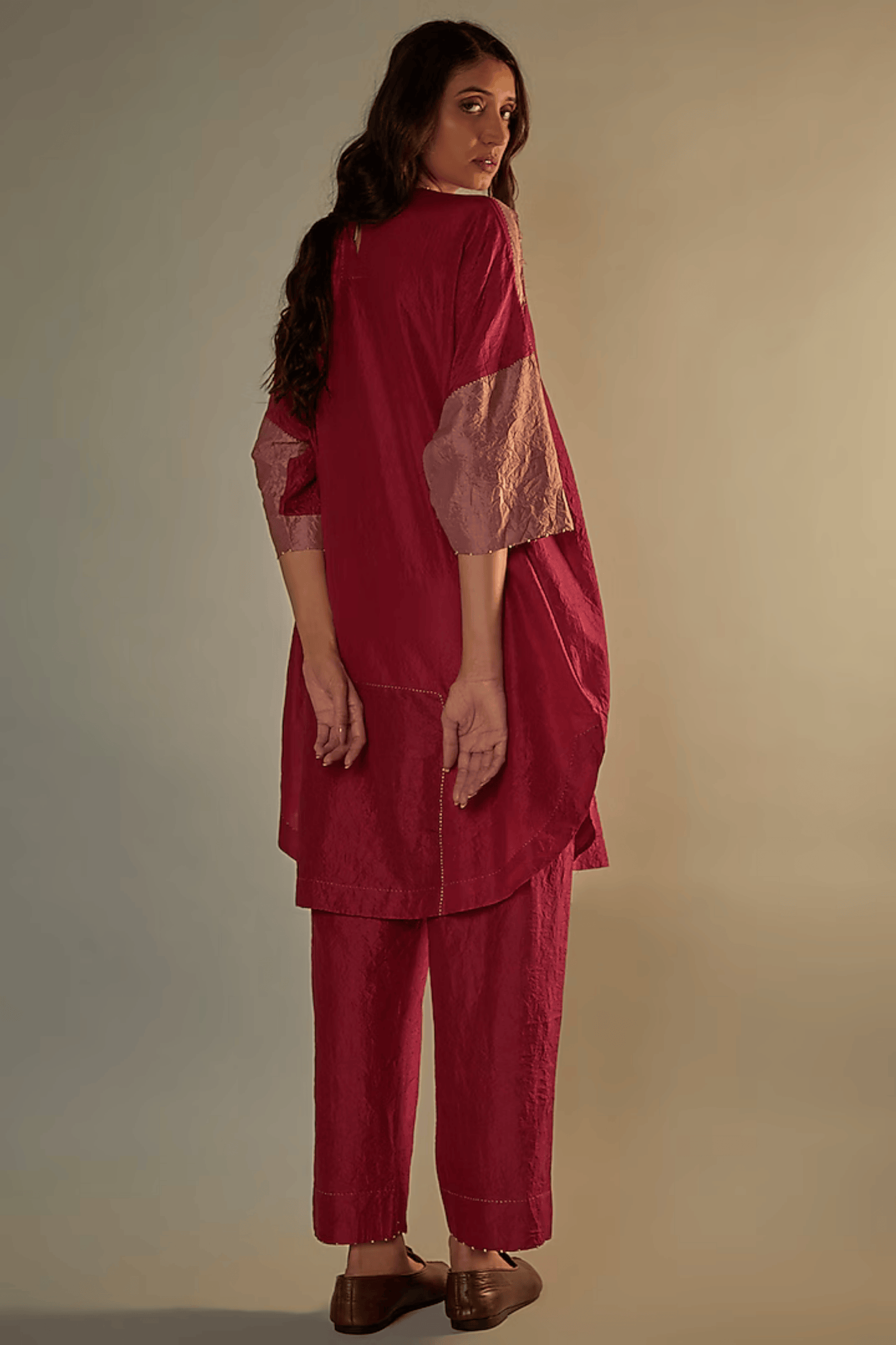 RED MULBERRY SILK CO-ORD SET