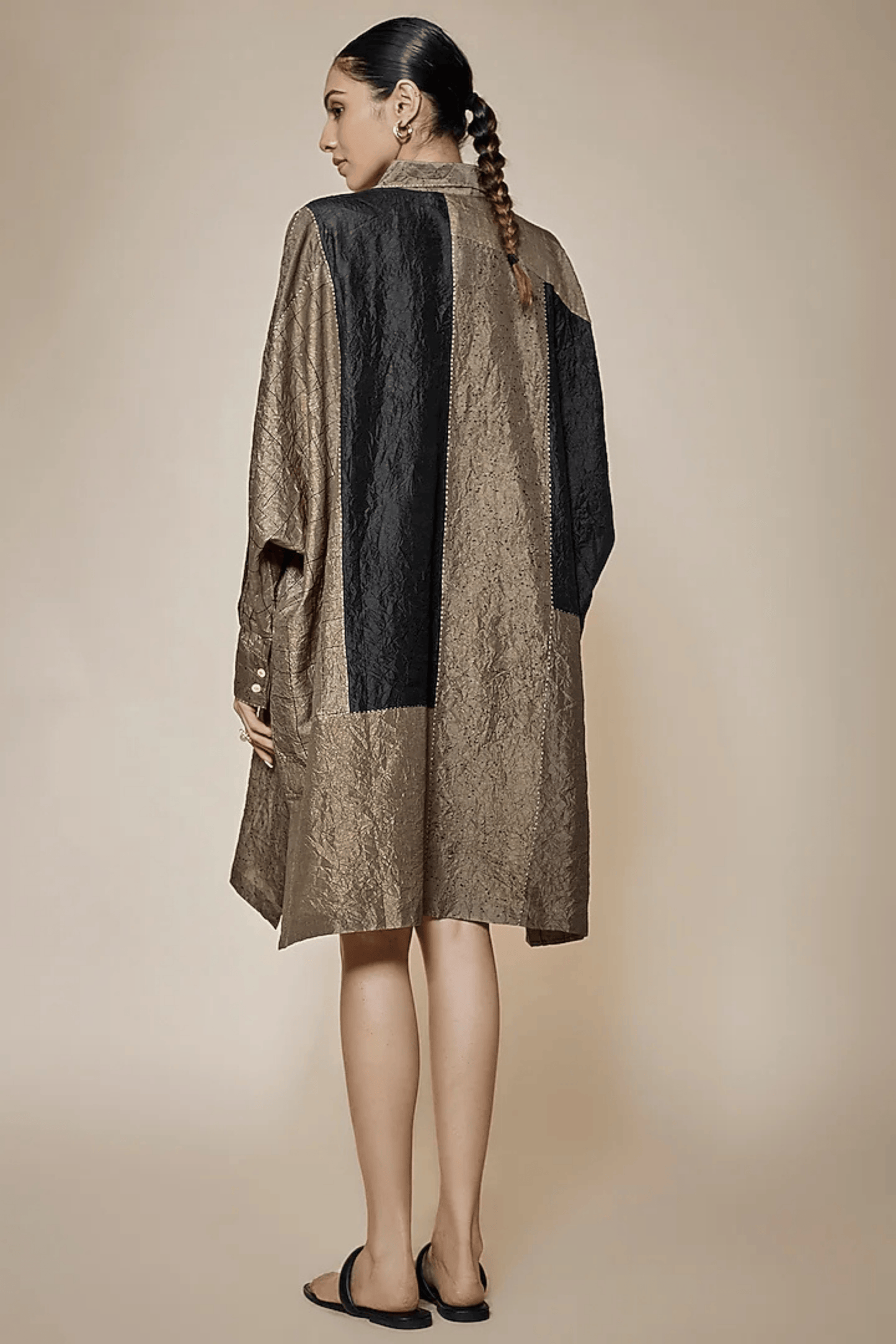 BROWN MULBERRY SILK MINI DRESS