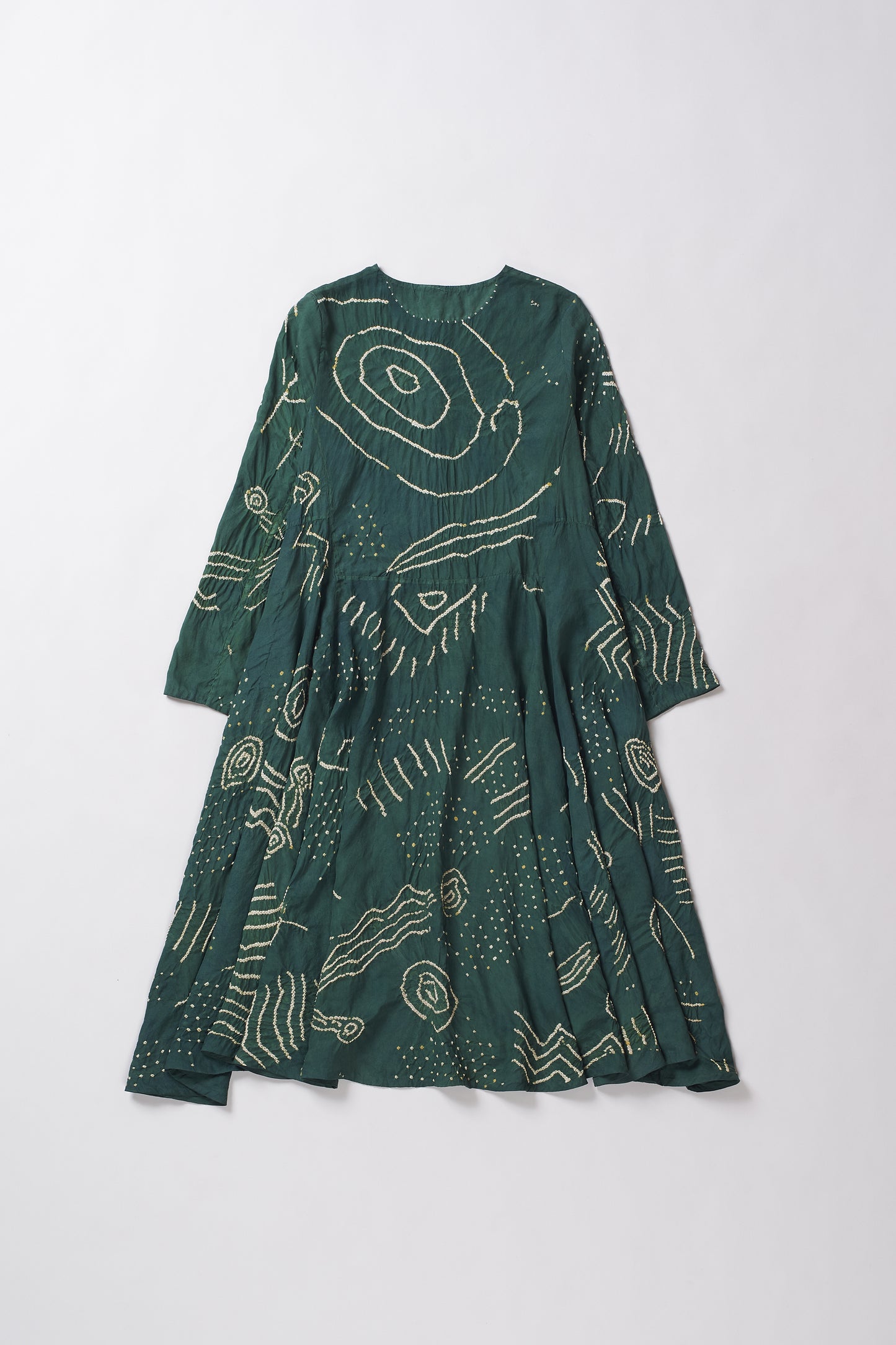BOTTLE GREEN BANDHANI DRESS