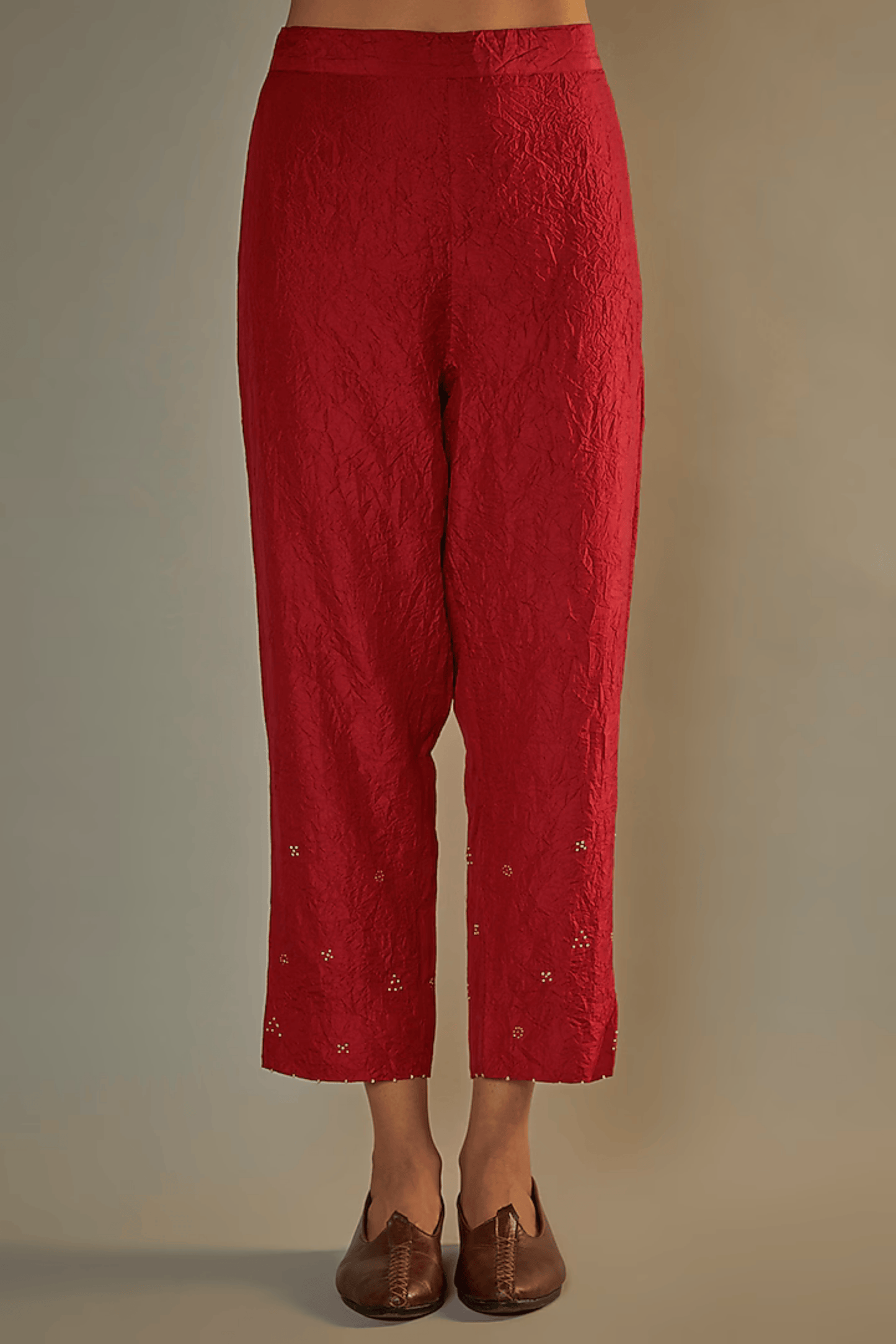 RED MULBERRY SILK HAND EMBROIDERED KURTA SET