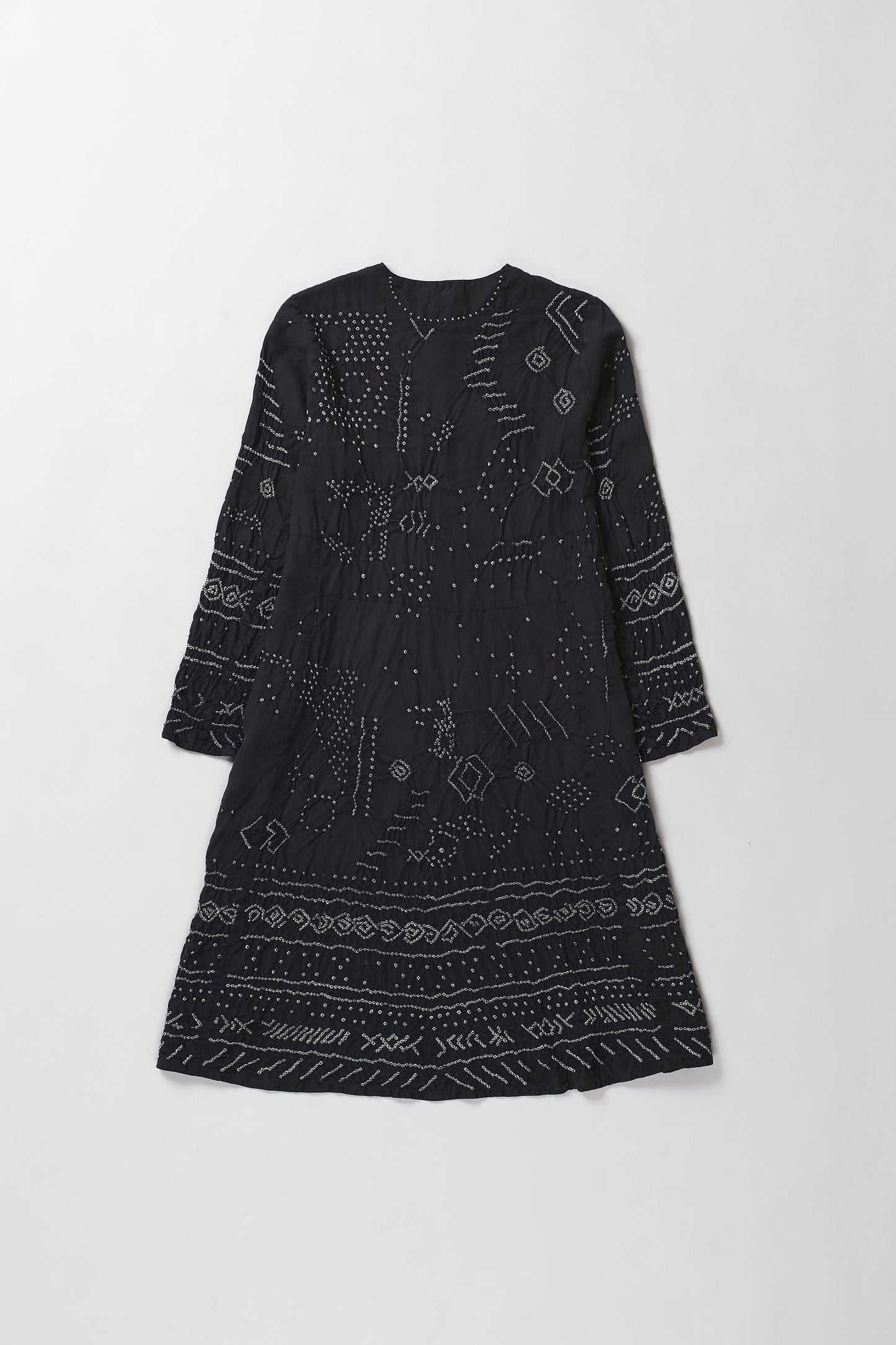 BLACK SILK BANDHANI DRESS