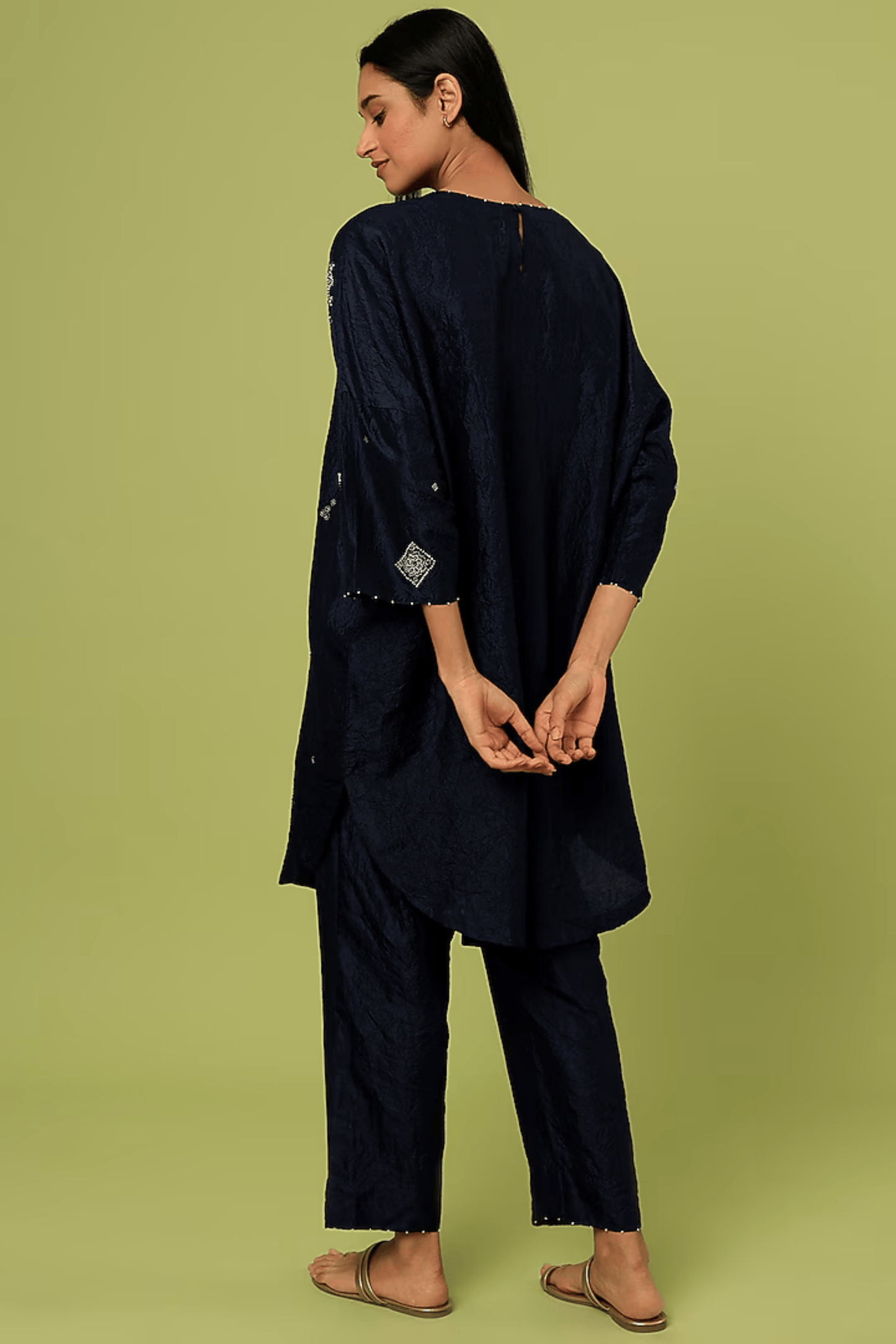 MIDNIGHT BLUE MULBERRY SILK KURTA SET
