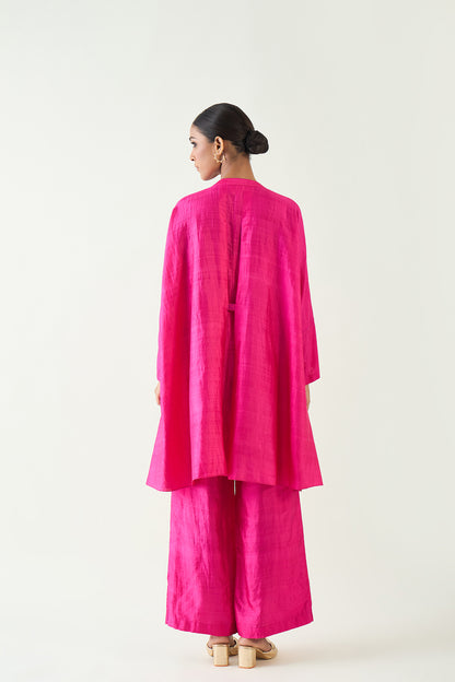 IRA: SILK KIMONO TUNIC SET- HOT PINK