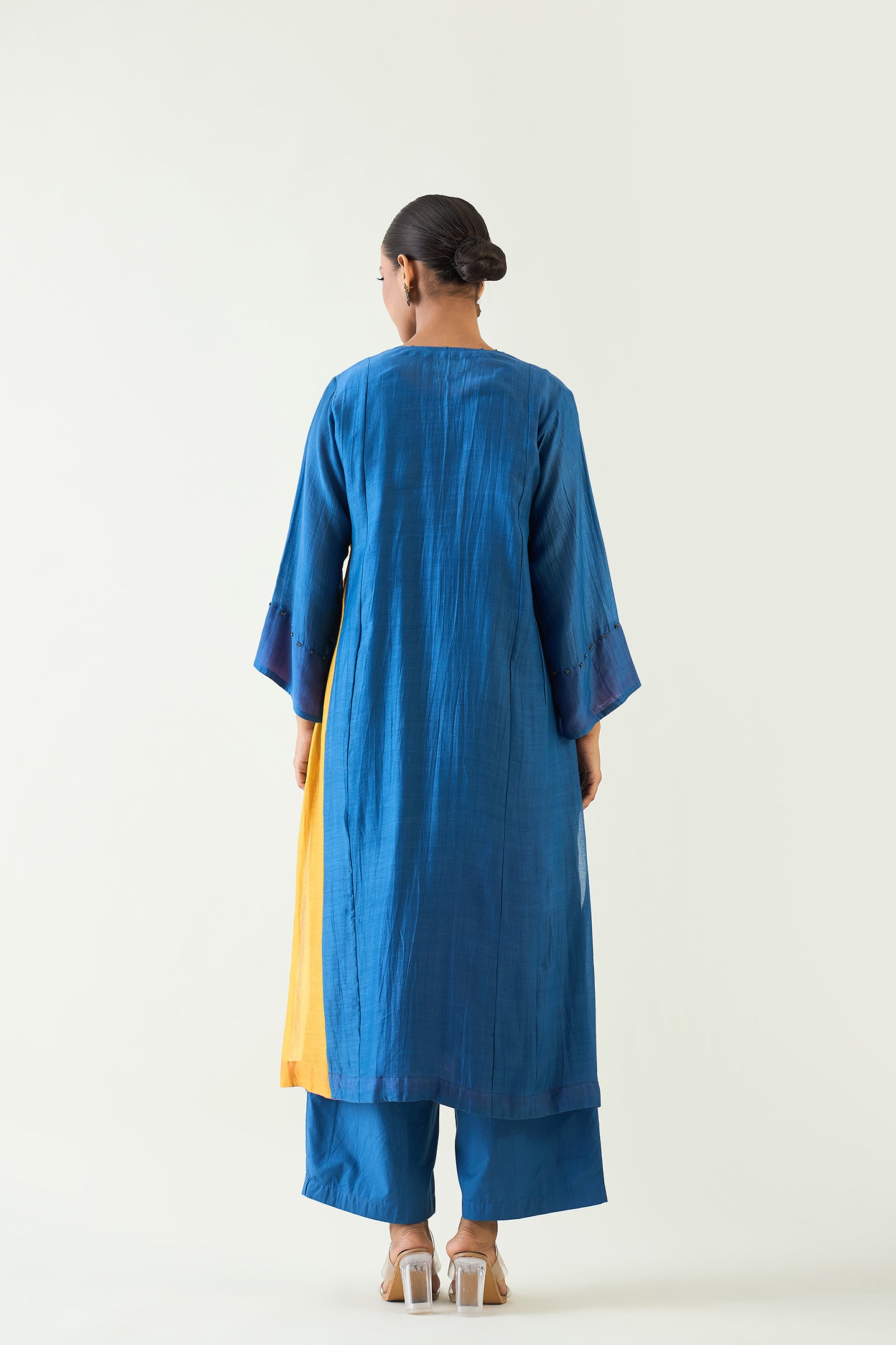 KRIYA: COTTON SILK COLOR BLOCK CHOGA SET