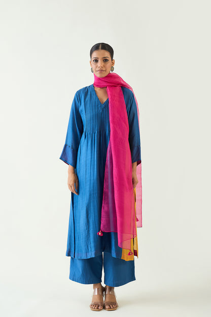 KRIYA: COTTON SILK COLOR BLOCK CHOGA SET