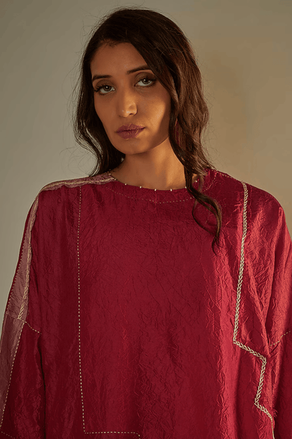 RED MULBERRY SILK CO-ORD SET