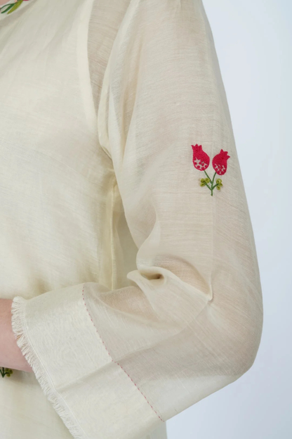 SAAWAN IVORY HAND EMBROIDERY FLORAL EMBROIDERY