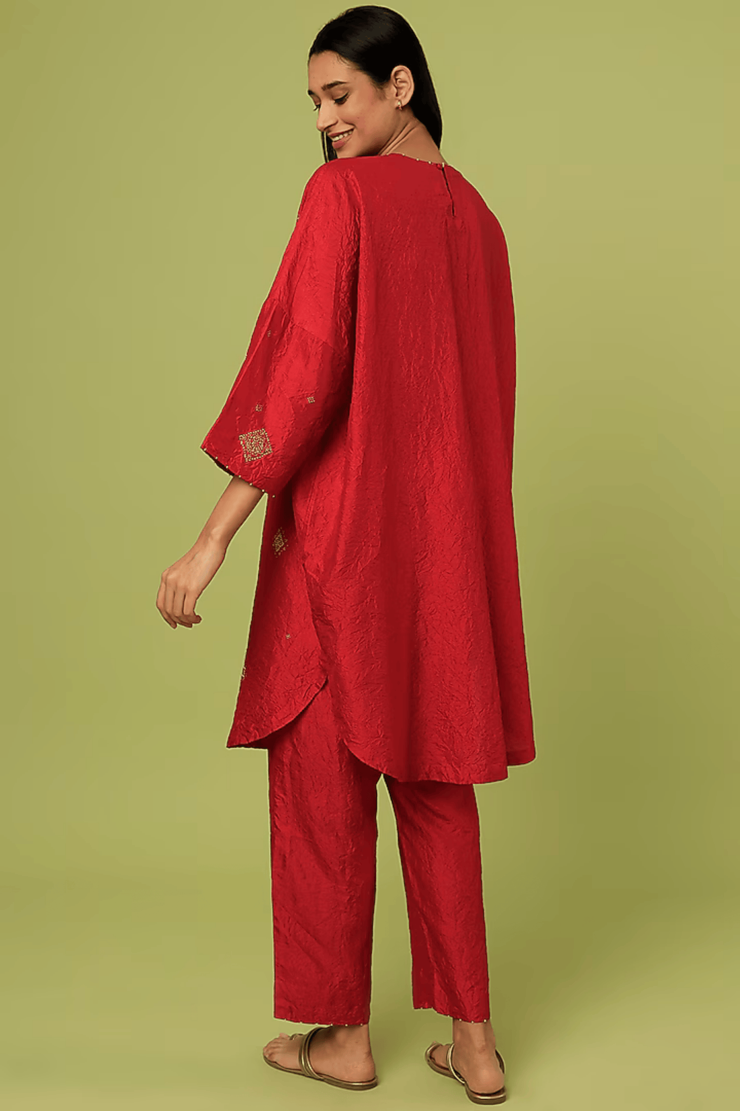 RED MULBERRY SILK KURTA SET