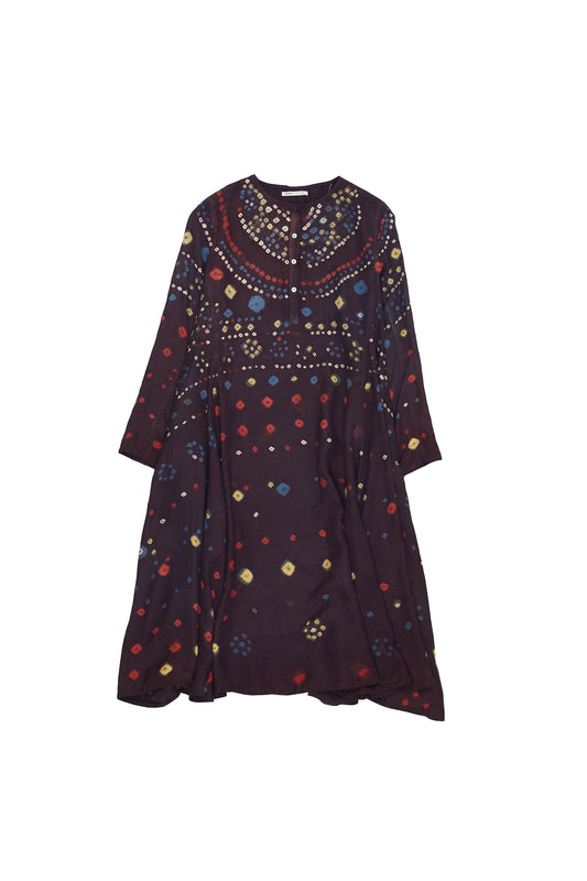 MULTI COLOR BANDHANI SILK DRESS