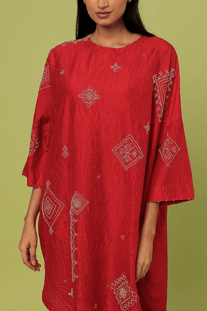 RED MULBERRY SILK KURTA SET