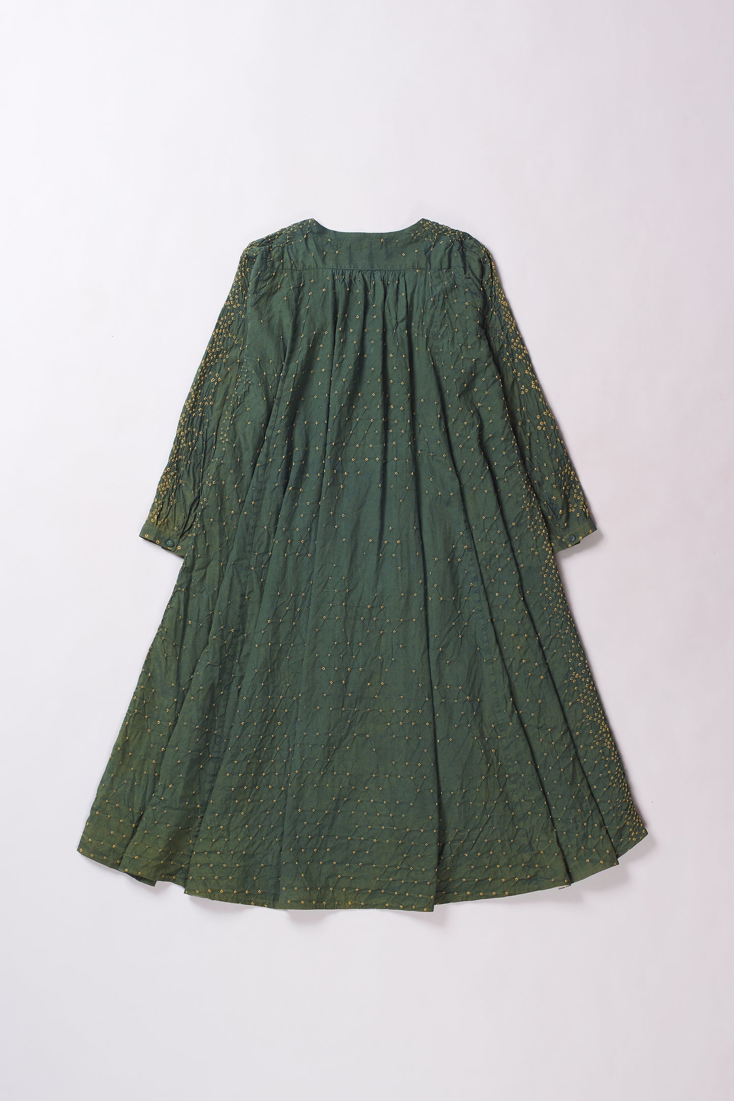 GREEN BANDHANI SILK DRESS