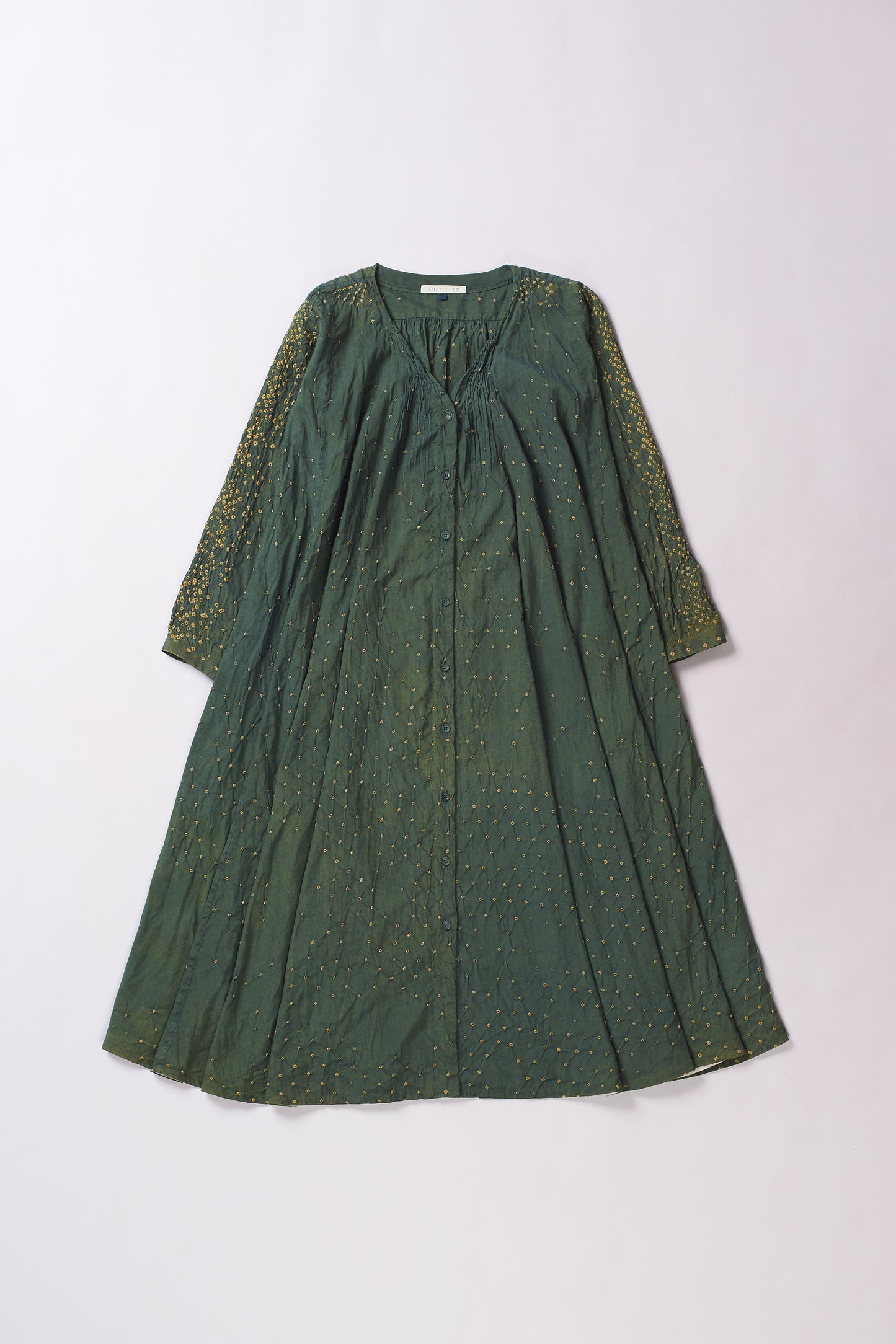 GREEN BANDHANI SILK DRESS