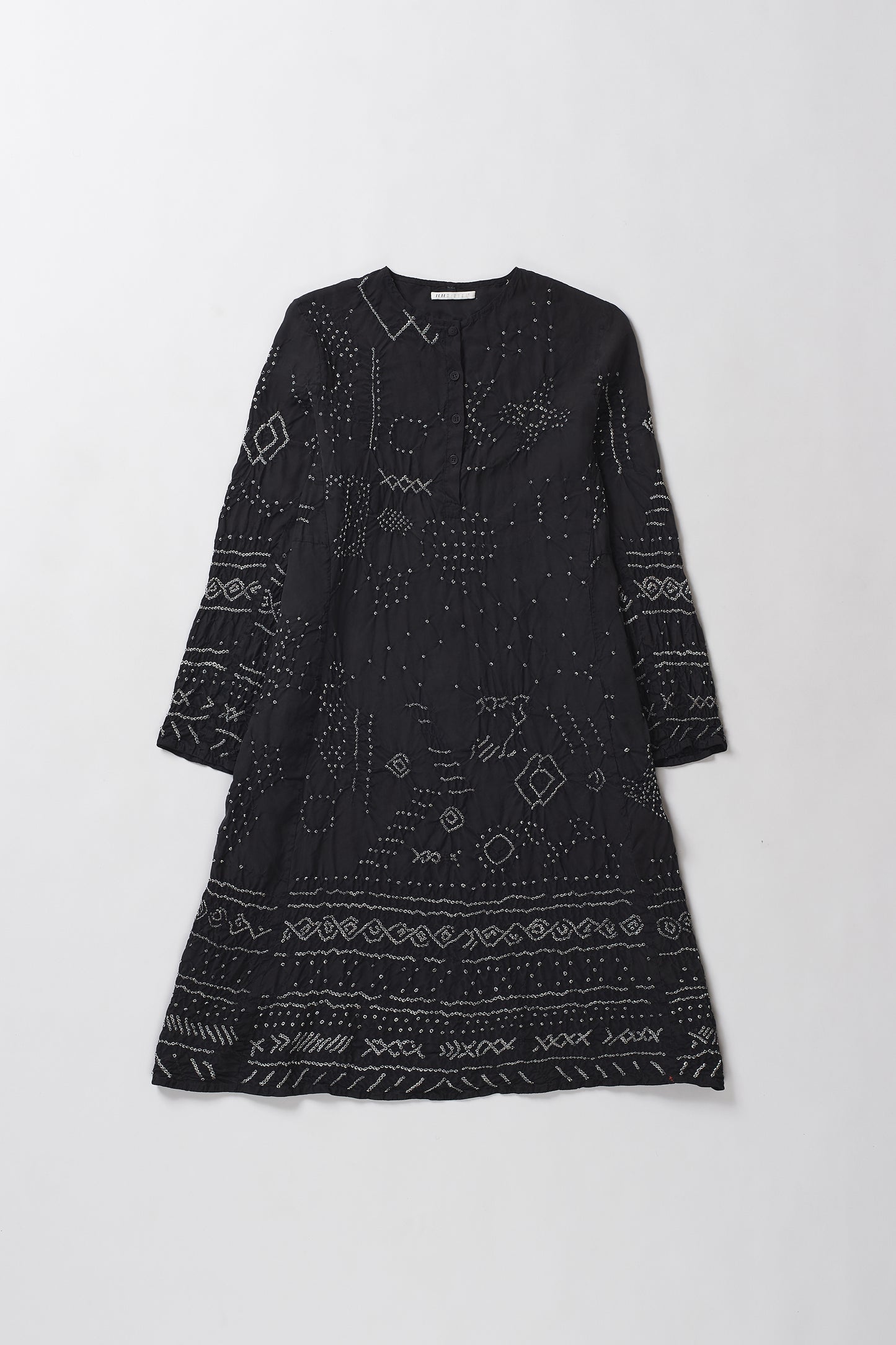BLACK SILK BANDHANI DRESS