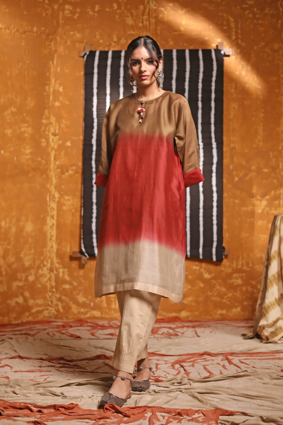 TRI COLOR OMBRE KIMONO WITH PANTS