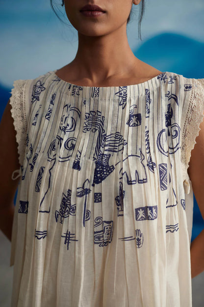 MIGNON PLEATED NECK DRESS