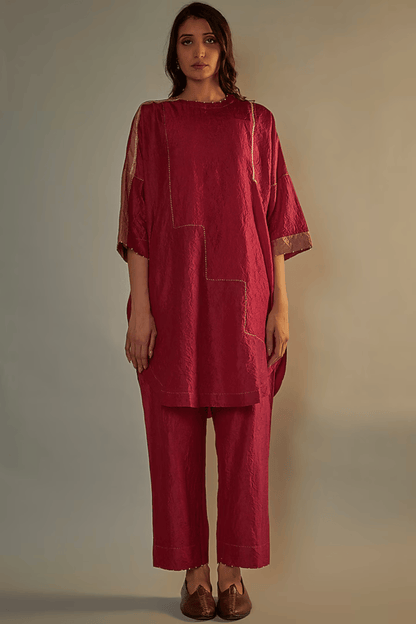 RED MULBERRY SILK CO-ORD SET