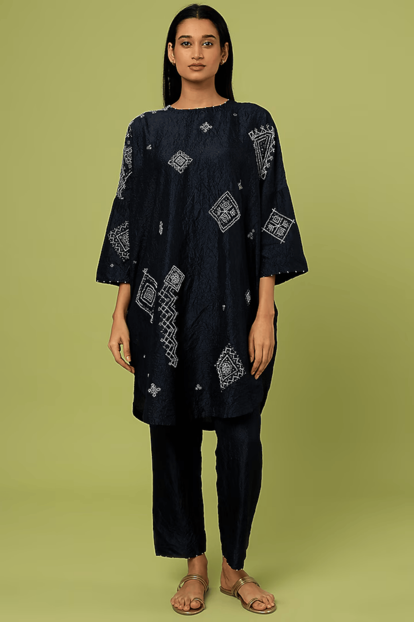 MIDNIGHT BLUE MULBERRY SILK KURTA SET
