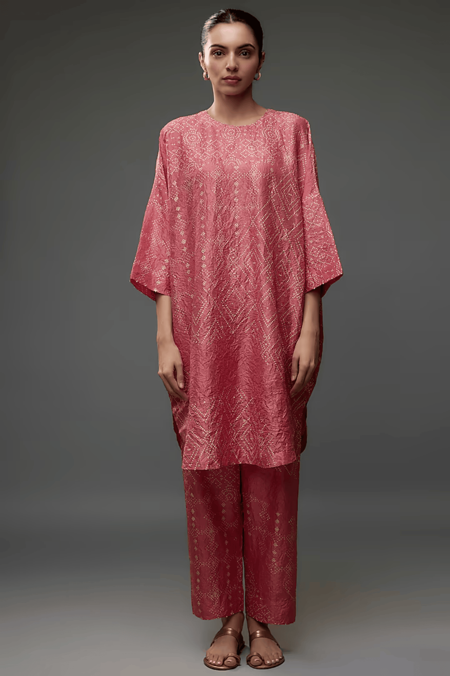 CORAL MULBERRY SILK PRINTED CO-ORD SET